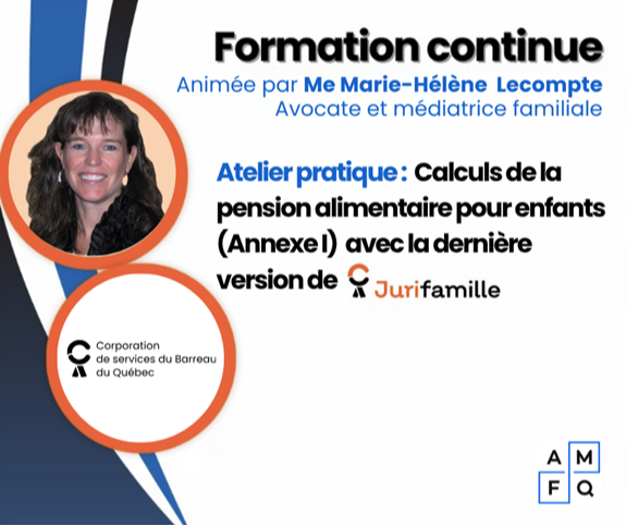 H26 - Atelier pratique JuriFamille 2.0 : Calculs de pension alimentaire pour enfants (Annexe 1)