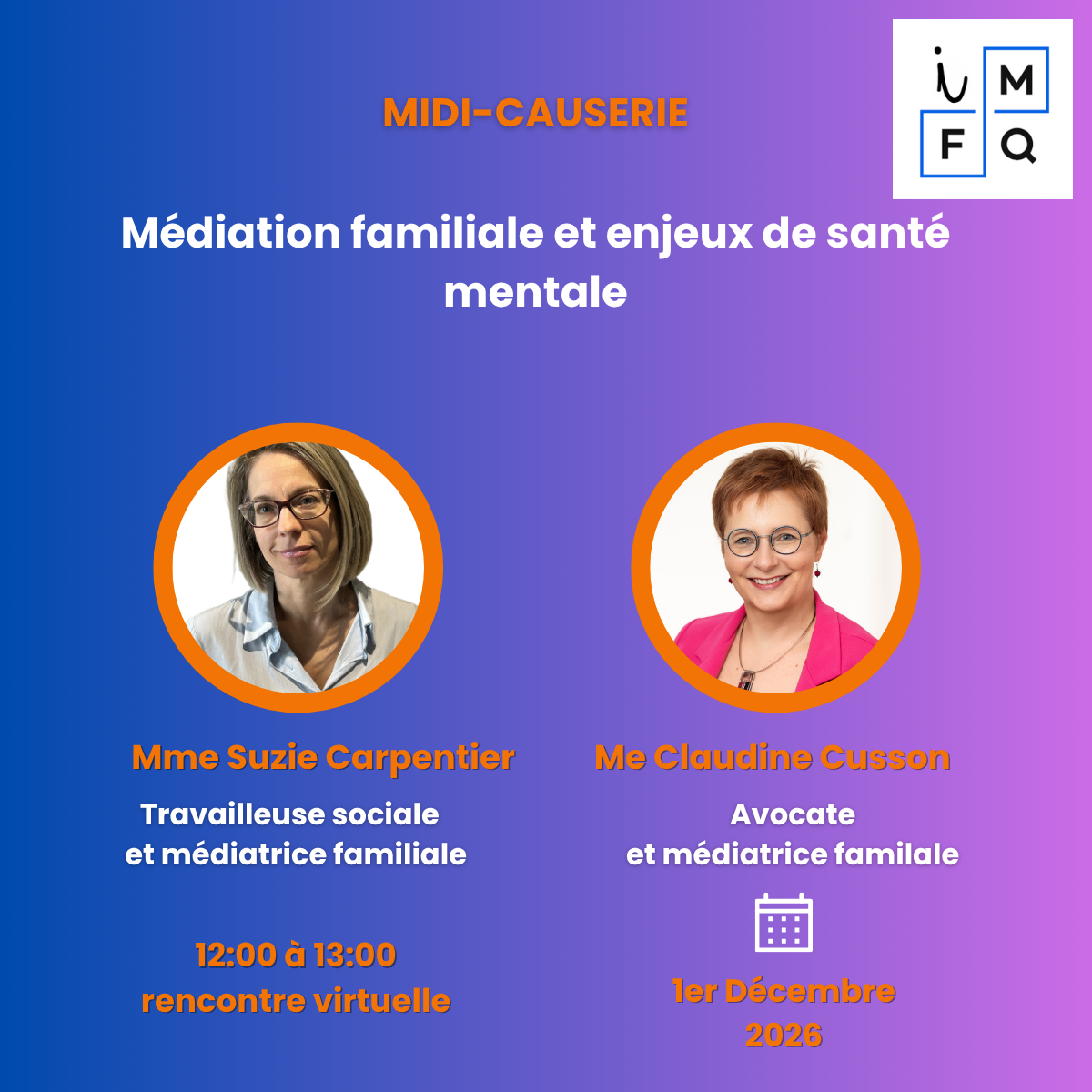 Midi-causerie - Médiation familiale et enjeux de santé mentale