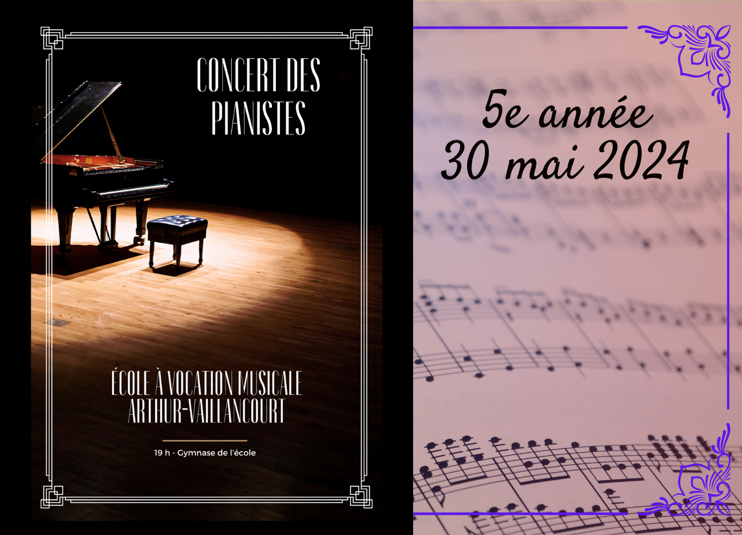 Concert de piano - 5e année (30 mai 2024)