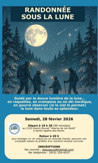 RANDONNÉE SOUS LA LUNE - 28 FÉVRIER