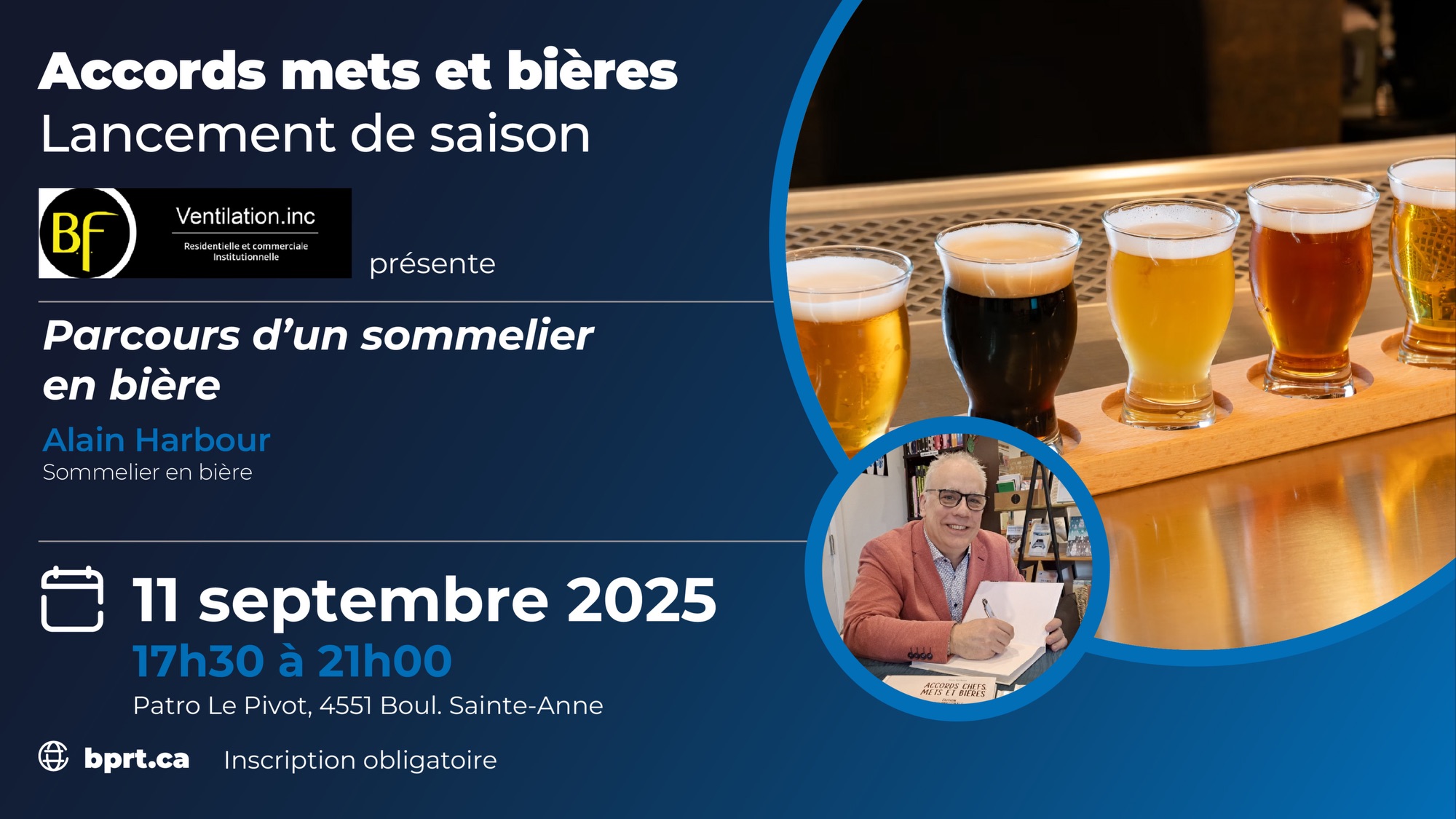 Accords mets et bières – Lancement de saison – Présenté par BF Ventilation