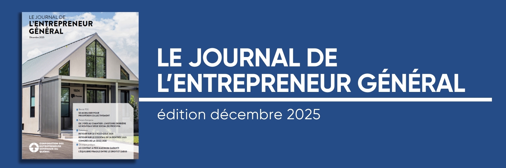 Journal de l'entrepreneur général
