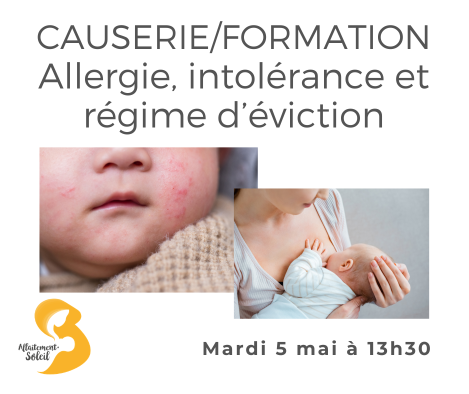 CAUSERIE/FORMATION - ALLERGIE, INTOLÉRANCE ET RÉGIME D'ÉVICTION