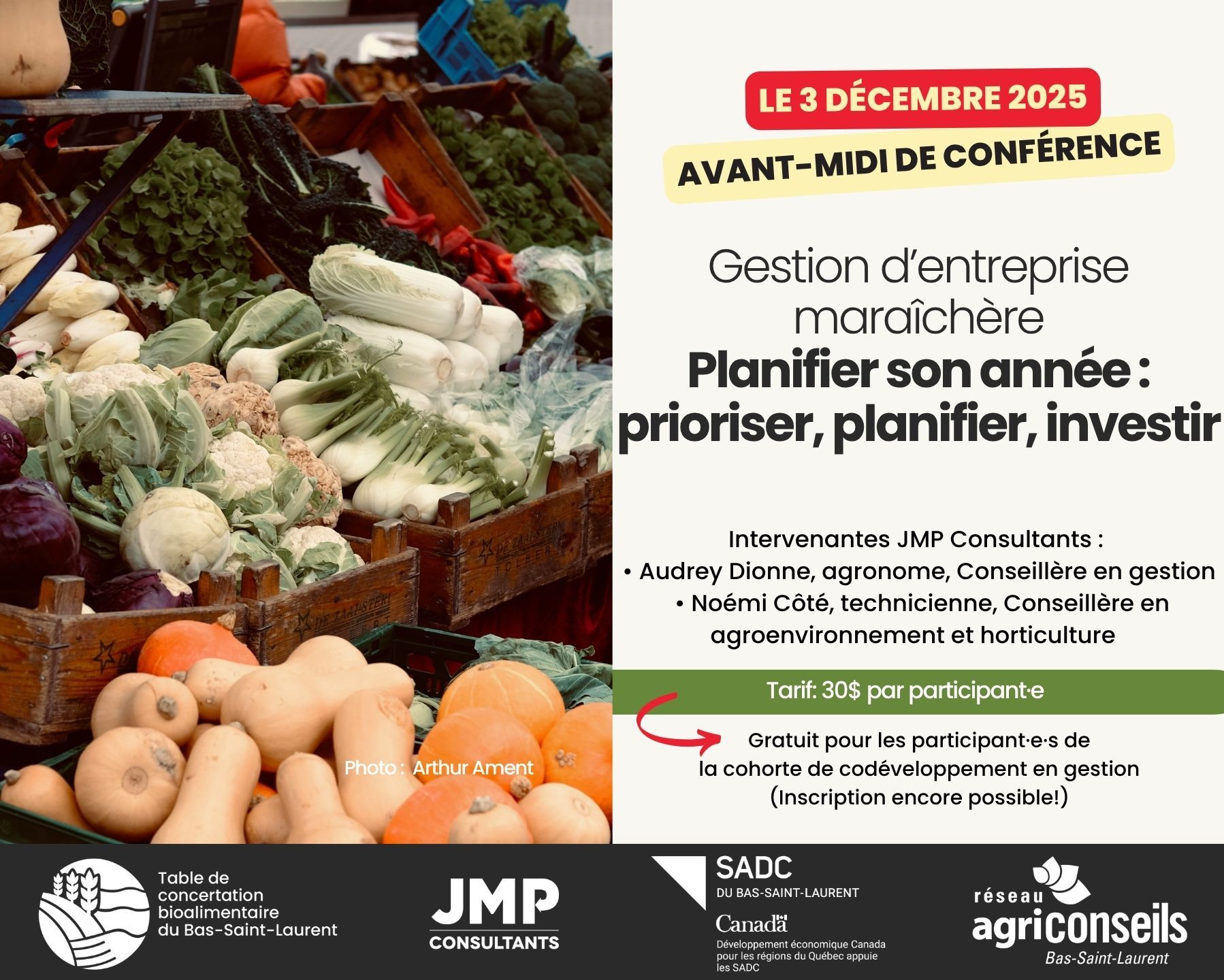Avant-midi conférence : Gestion d’entreprise maraîchère - Planifier son année : prioriser, planifier, investir