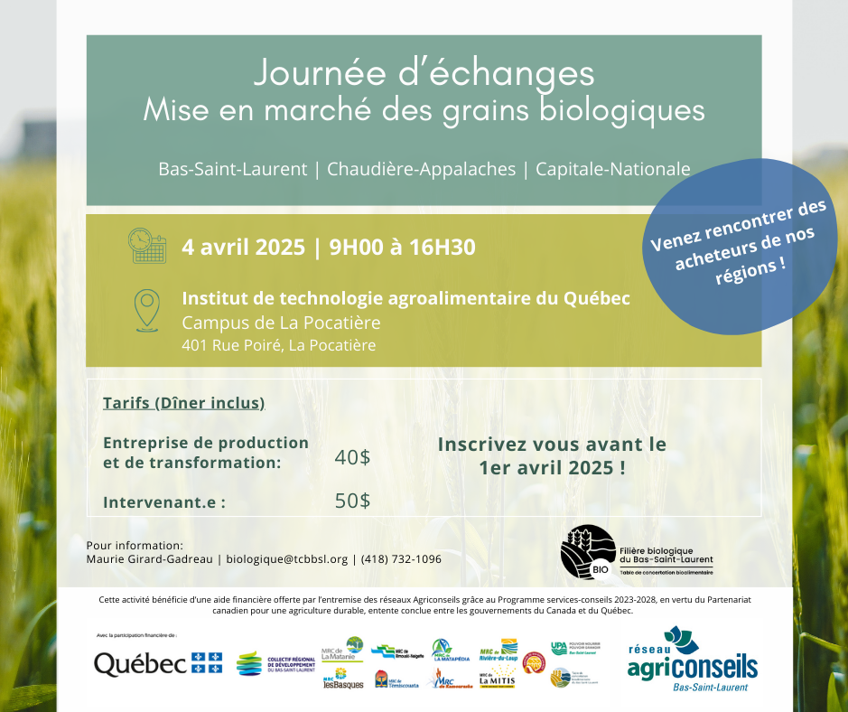 Journée d'échanges - Mise en marché des grains biologiques