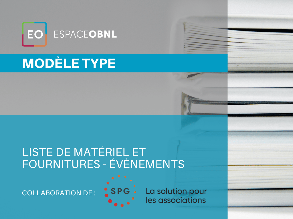 Liste de matériel et fournitures - événements