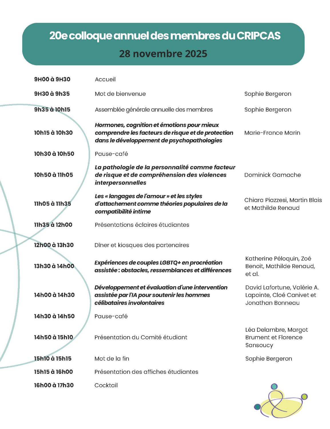 20e Colloque annuel des membres du CRIPCAS