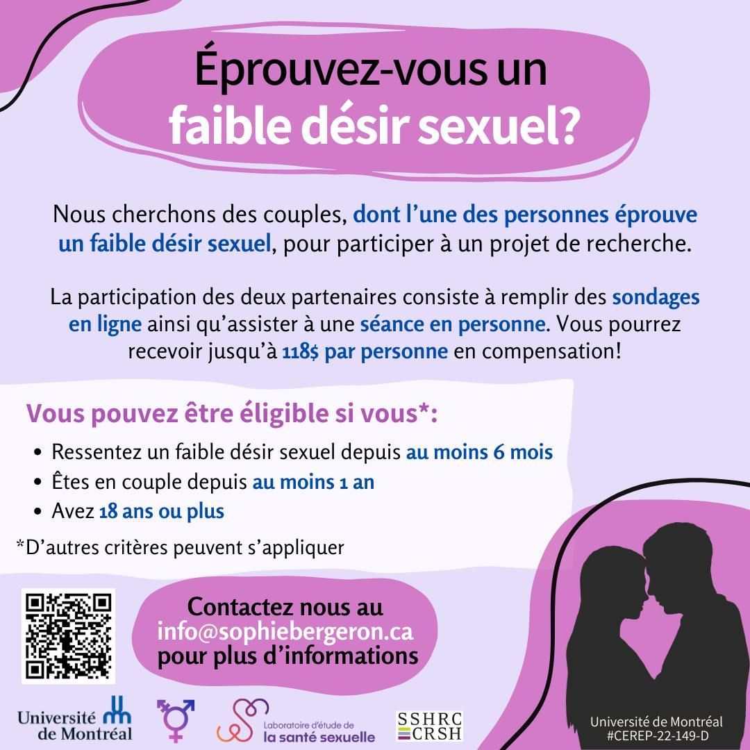 Recrutement - Étude ROSE - Couples faisant face à un faible désir sexuel