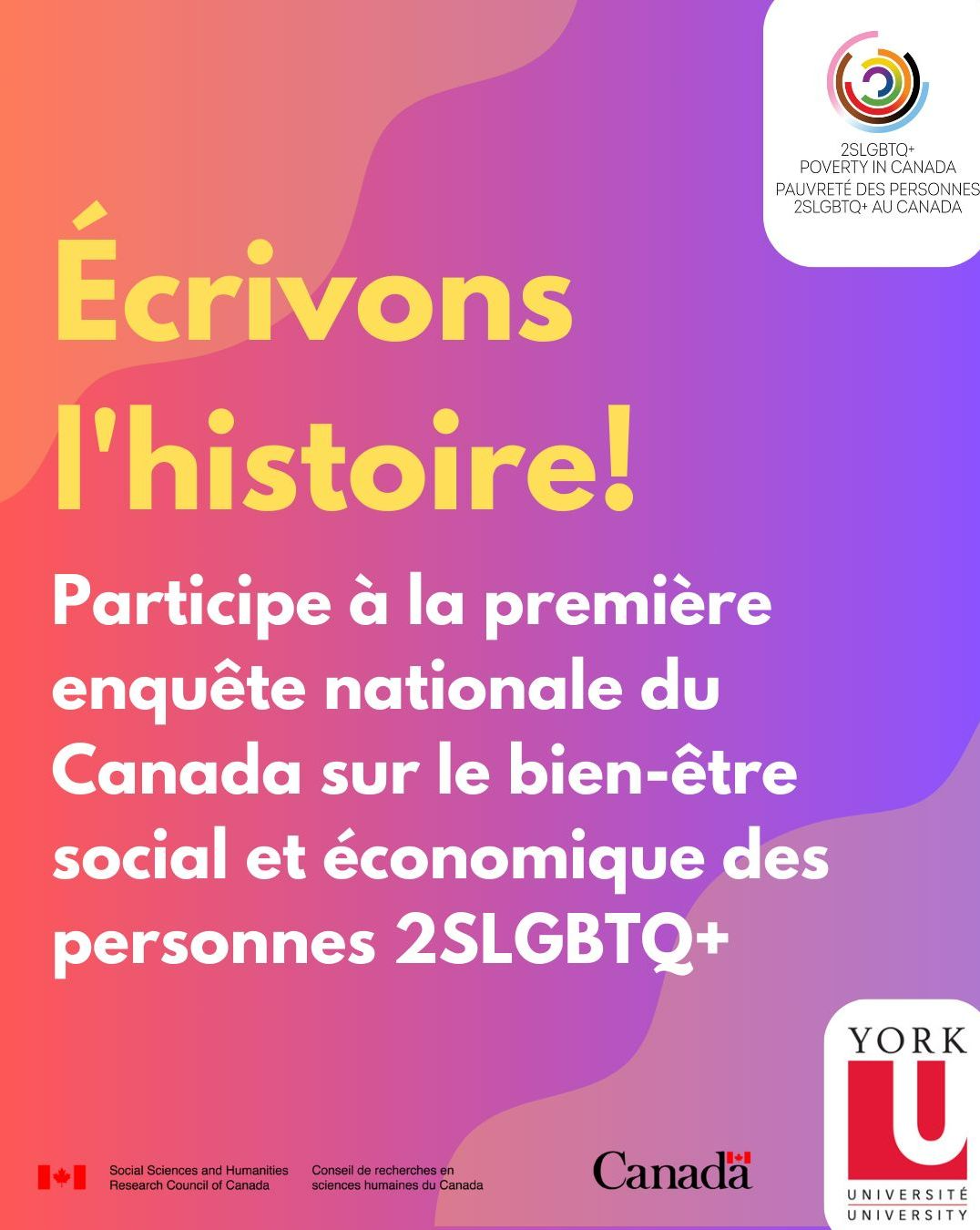 Recrutement - Enquête nationale du Canada sur le bien-être social et économique des personnes 2SLGBTQ+