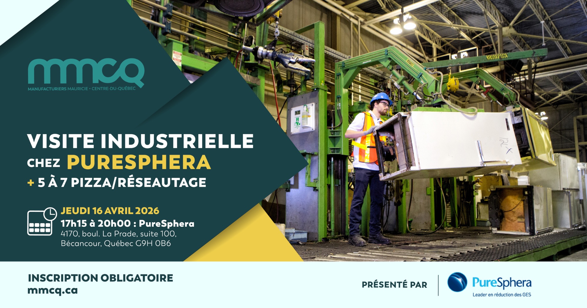 Visite industrielle chez PureSphera et 5 à 7 pizza/réseautage