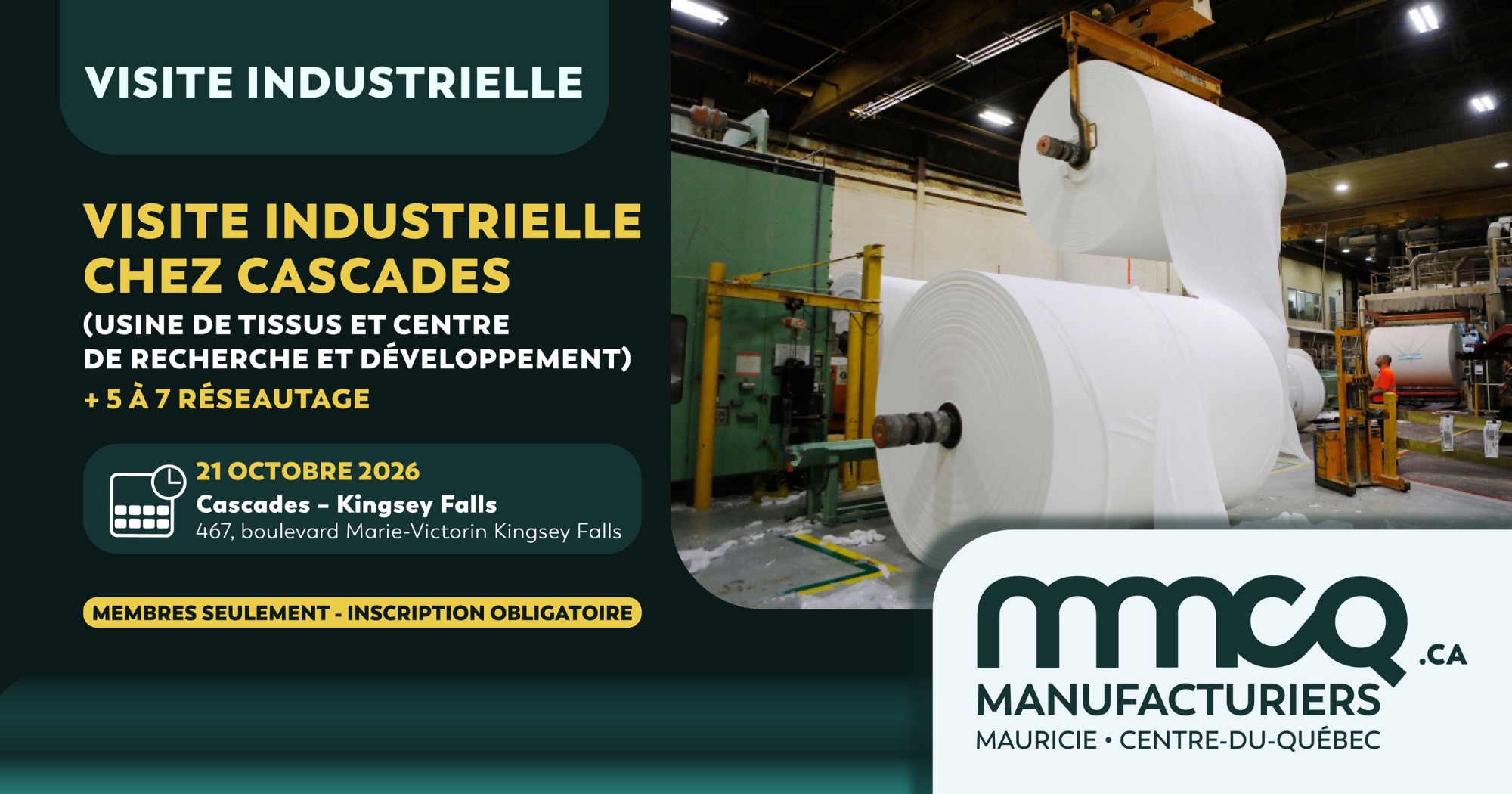 Visite industrielle chez Cascades (Usine de Tissus et Centre de recherche et développement)