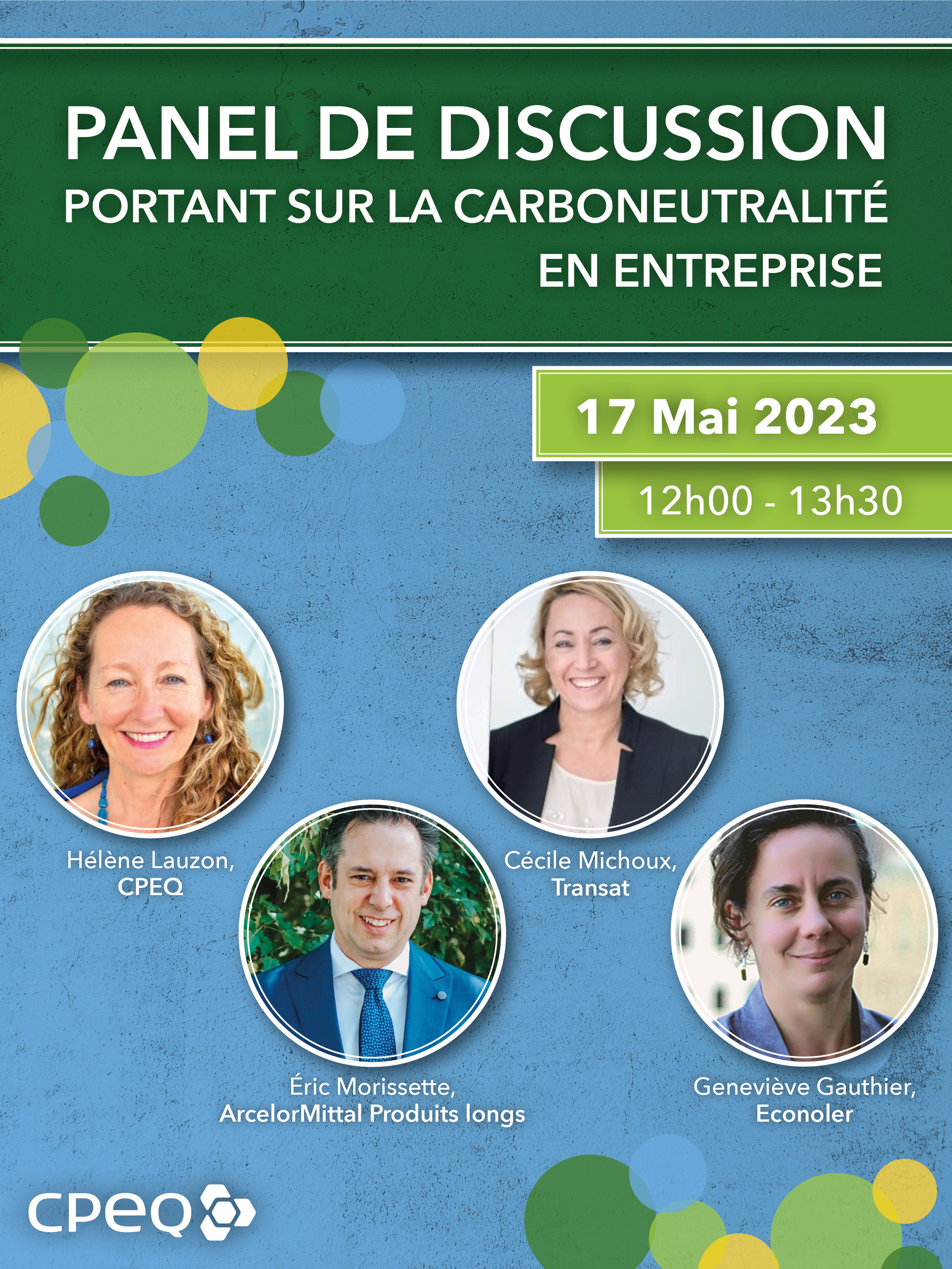 Panel de discussion portant sur la carboneutralité en entreprise - 17 mai 2023