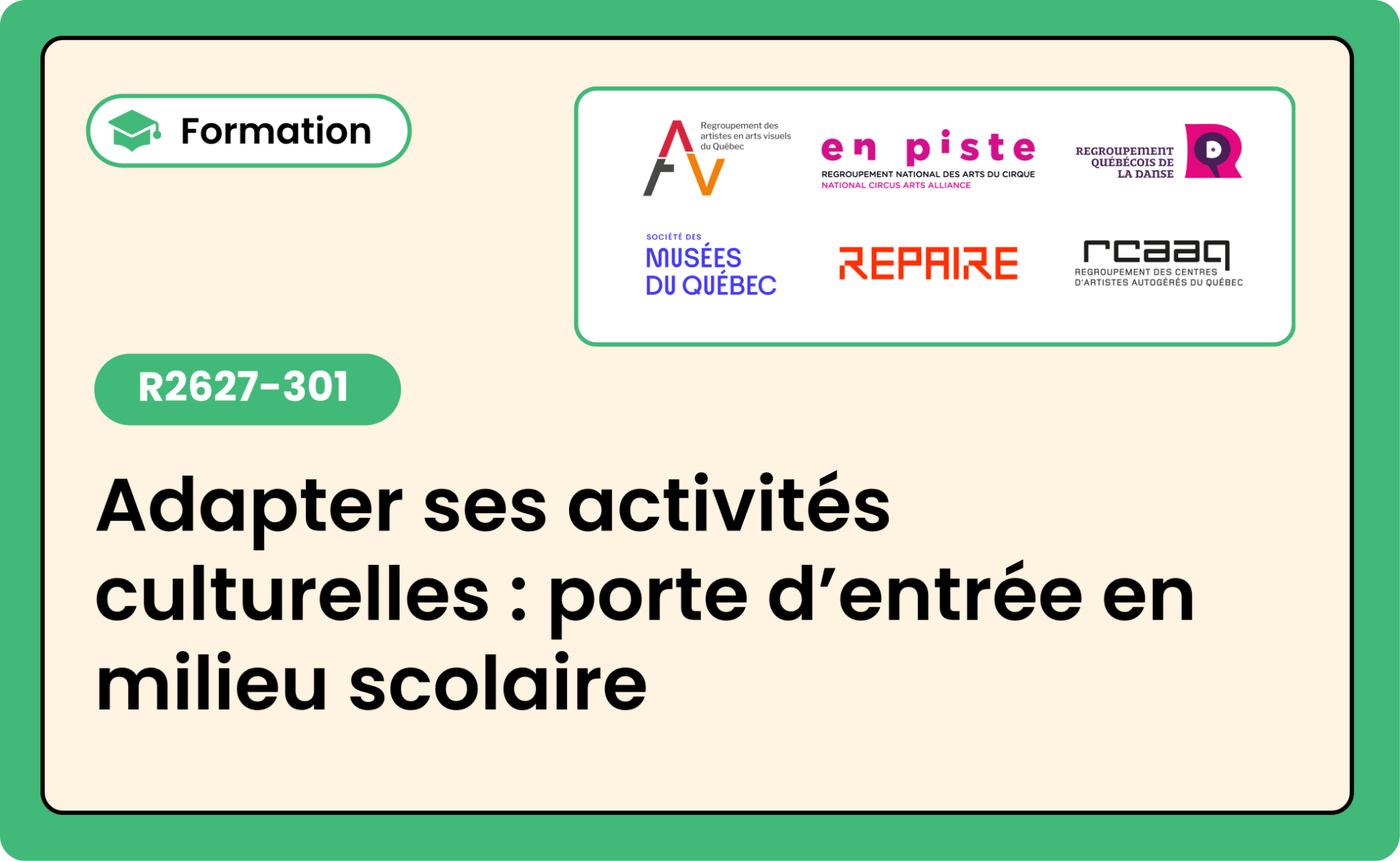 R2627-301 Adapter ses activités culturelles : porte d’entrée en milieu scolaire