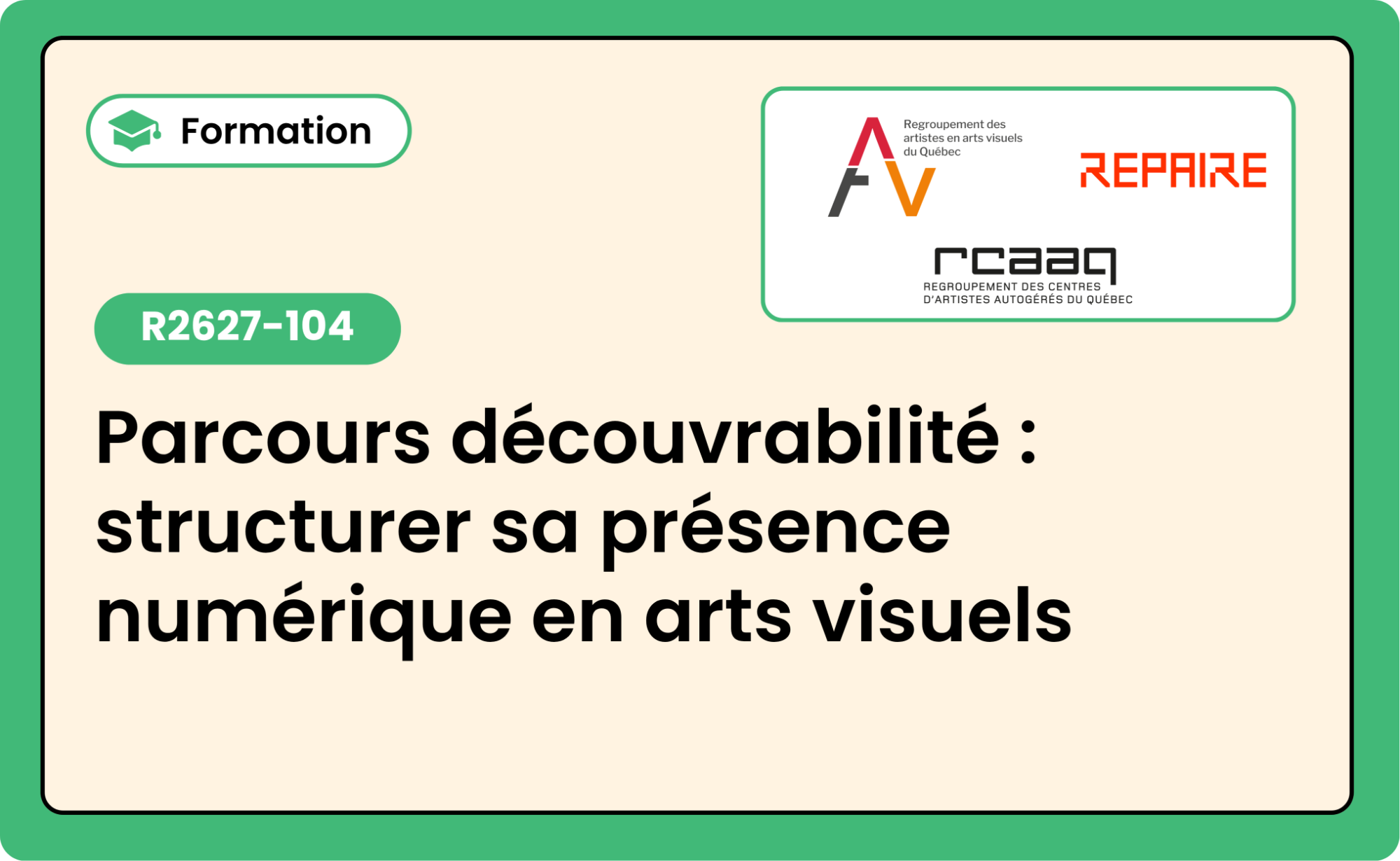 R2627-104 Parcours découvrabilité : structurer sa présence numérique en arts visuels
