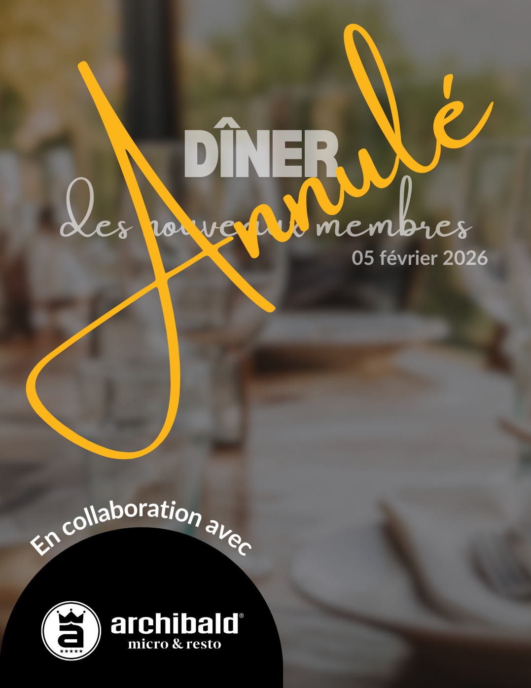 ANNULÉ-Dîner des nouveaux membres