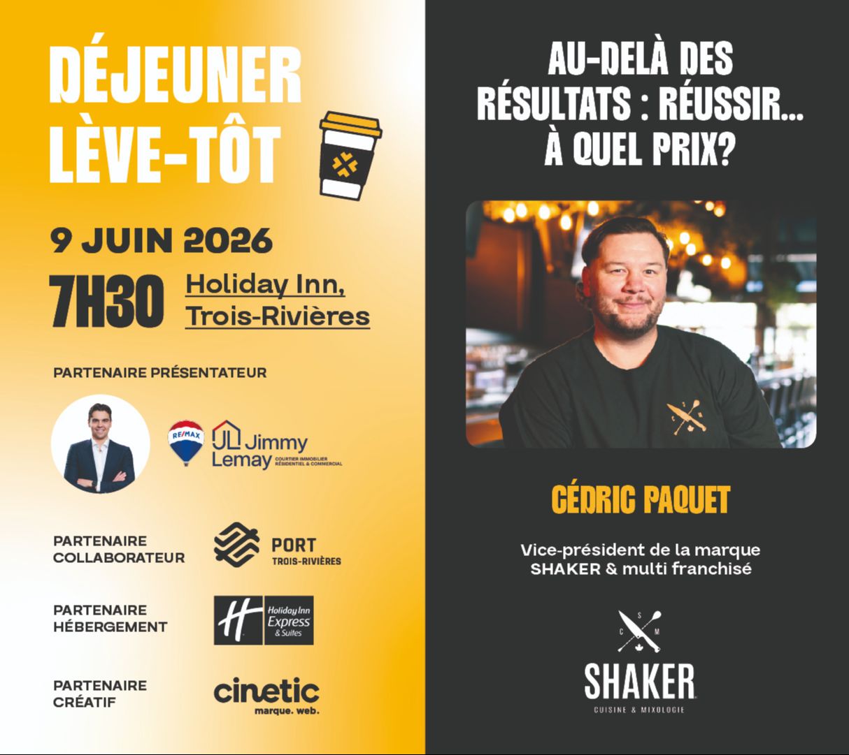 Déjeuner Lève-tôt -Shaker Cuisine & Mixologie