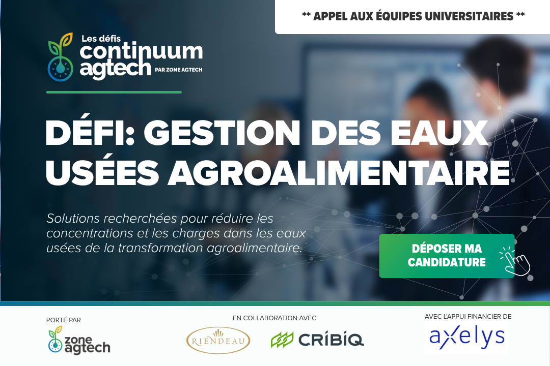 Défi Continuum Agtech : Gestion des eaux usées en transformation agroalimentaire