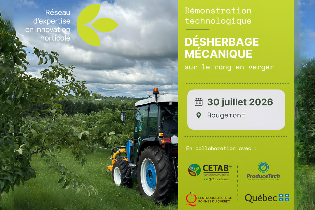Démonstration de technologies de désherbage mécanique sur le rang en verger