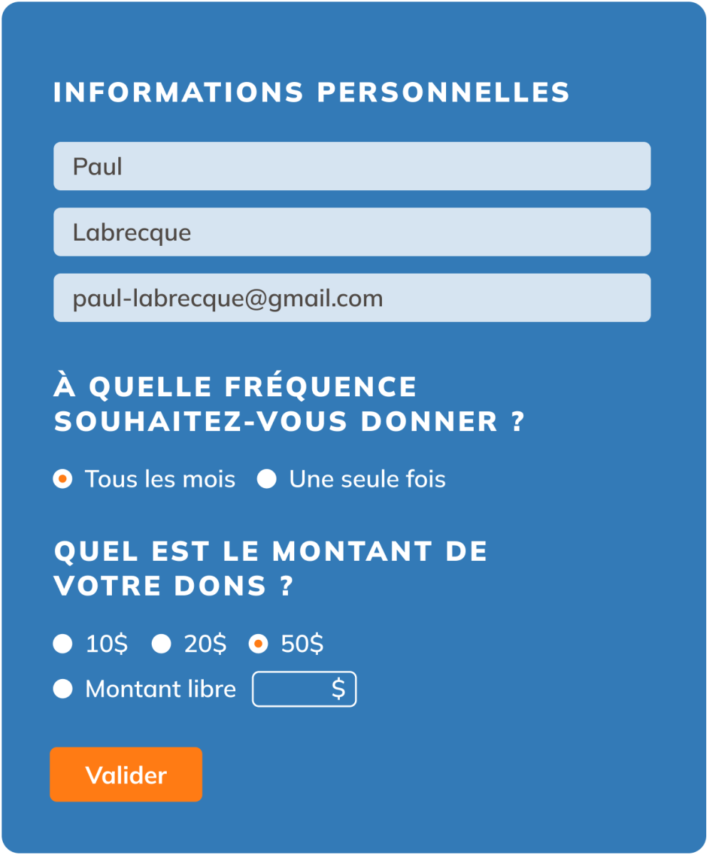 yapla.com - page fonctionnalité dons - section bloc 1 