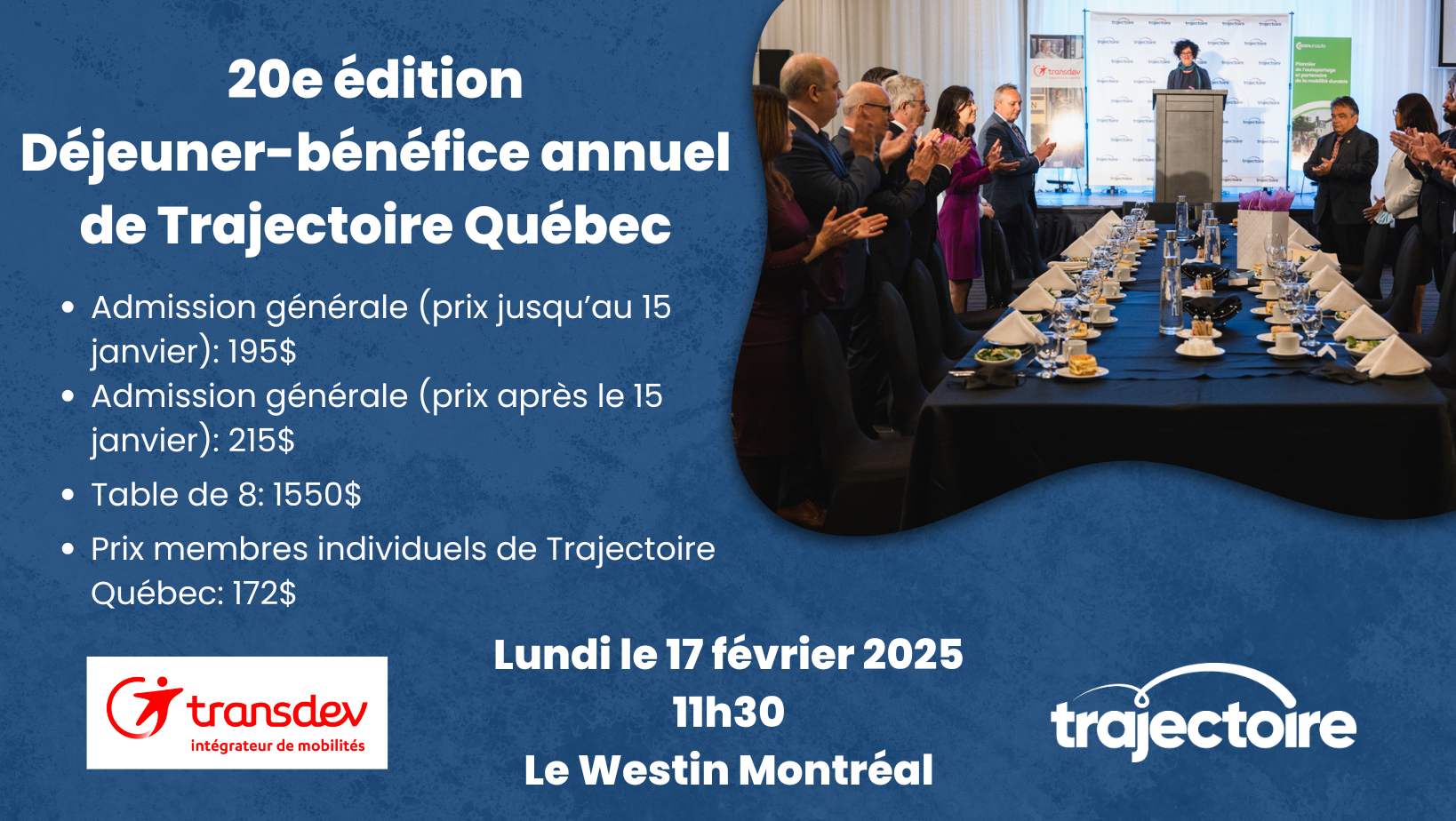 Déjeuner-bénéfice annuel - 20e édition - 17 février 2025 à Montréal