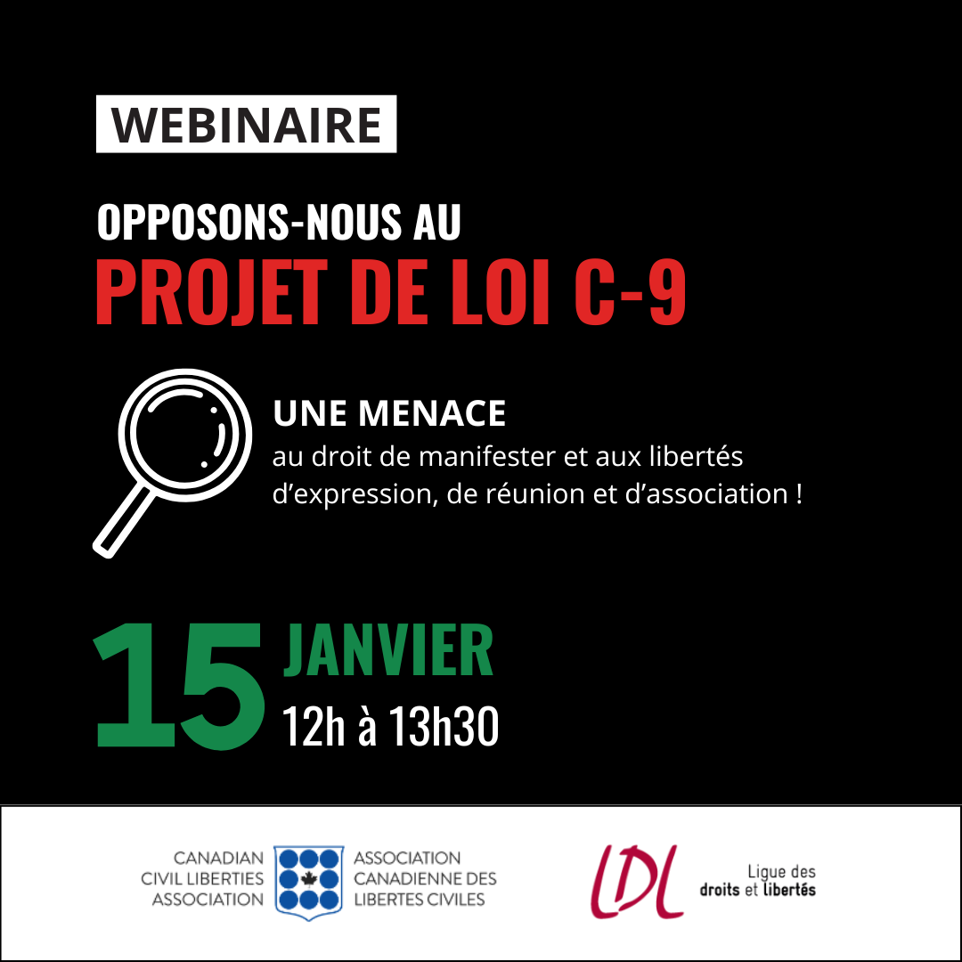 Webinaire | Projet de loi C-9 : une menace pour les droits humains
