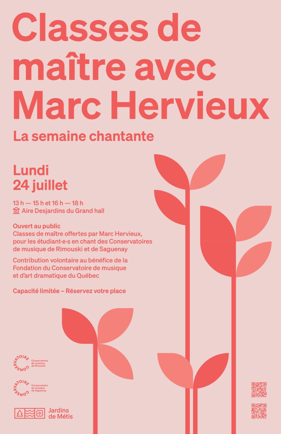 SEMAINE CHANTANTE | Deuxième classe de maître, 16h à 18h - Avec Marc Hervieux, ténor, pour les étudiant.e.s des conservatoires de musique de Rimouski et de Saguenay, ouvertes au public