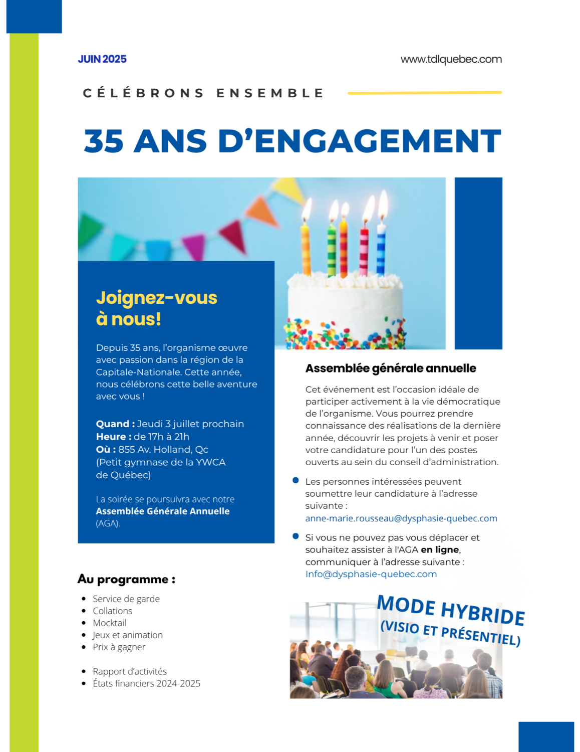 35 anniversaire de TDL Québec