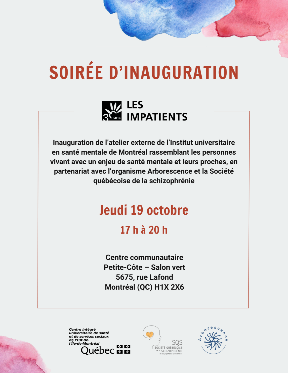 SOIRÉE D'INAUGURATION - Atelier externe de l'IUSMM - Les Impatients
