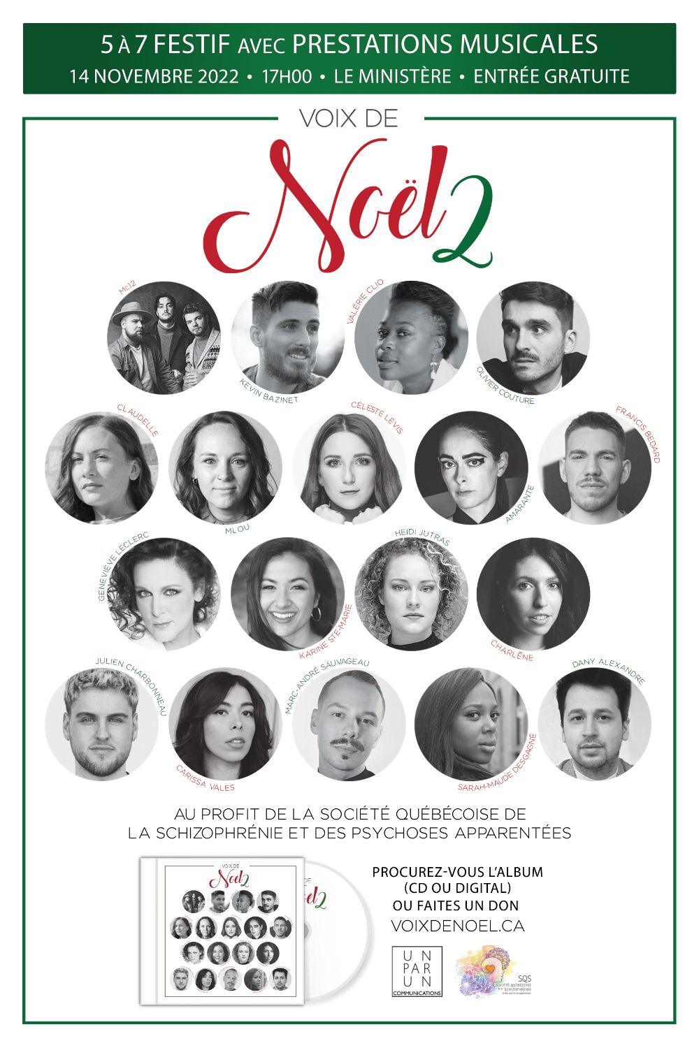 «Voix de Noël 2»  au profit de la SQS - 5 à 7 festif avec prestations musicales