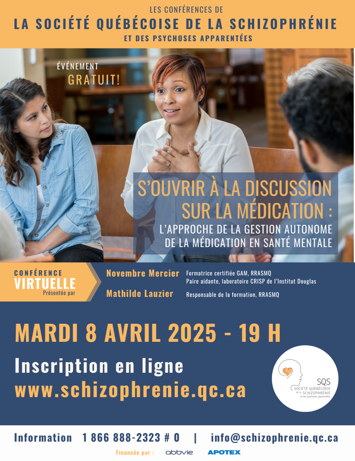 [GRAND PUBLIC] CONFÉRENCE VIRTUELLE SQS - La gestion autonome de la médication en santé mentale