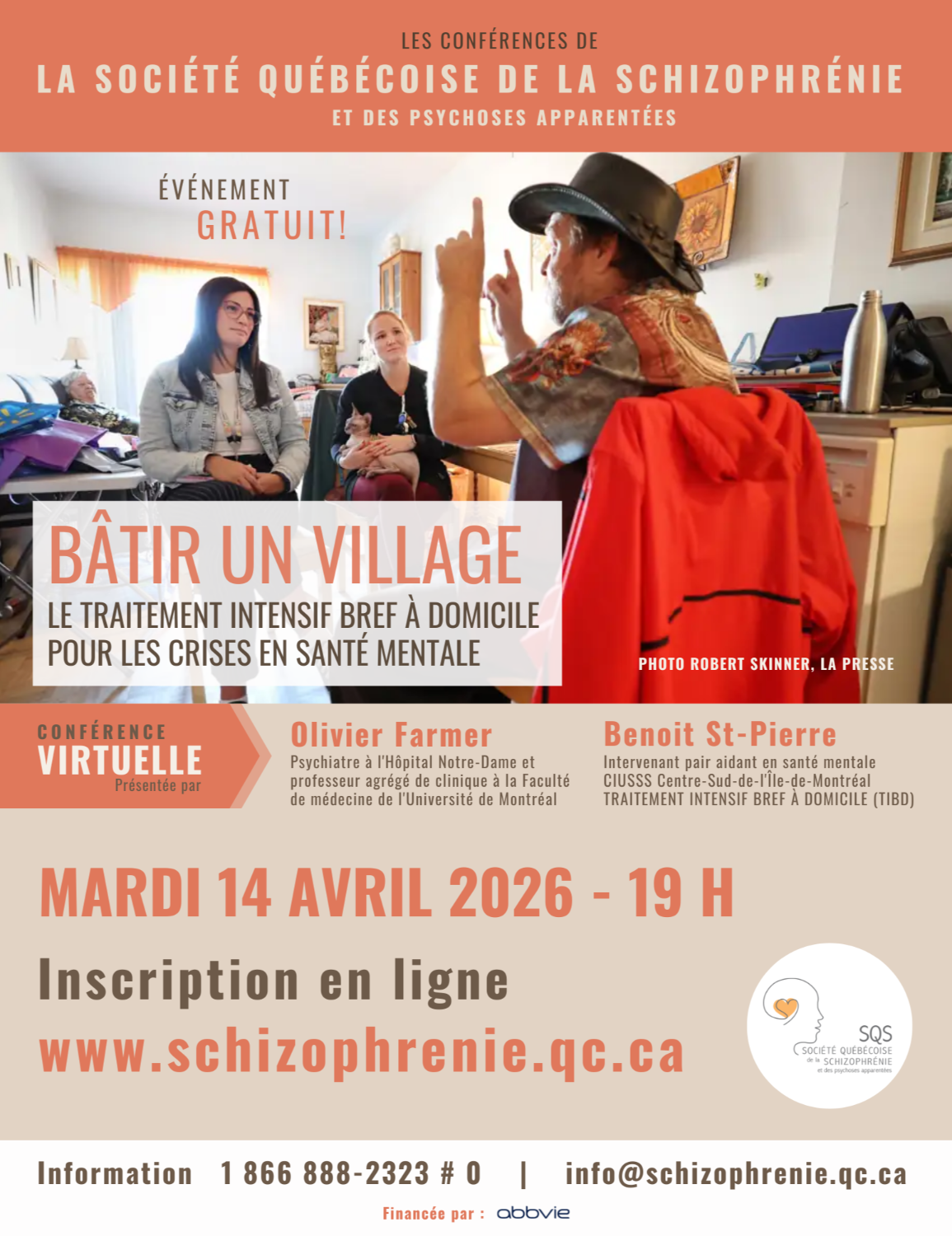 [GRAND PUBLIC] CONFÉRENCE VIRTUELLE - Bâtir un village, le Traitement Intensif Bref à Domicile pour les crises en santé mentale