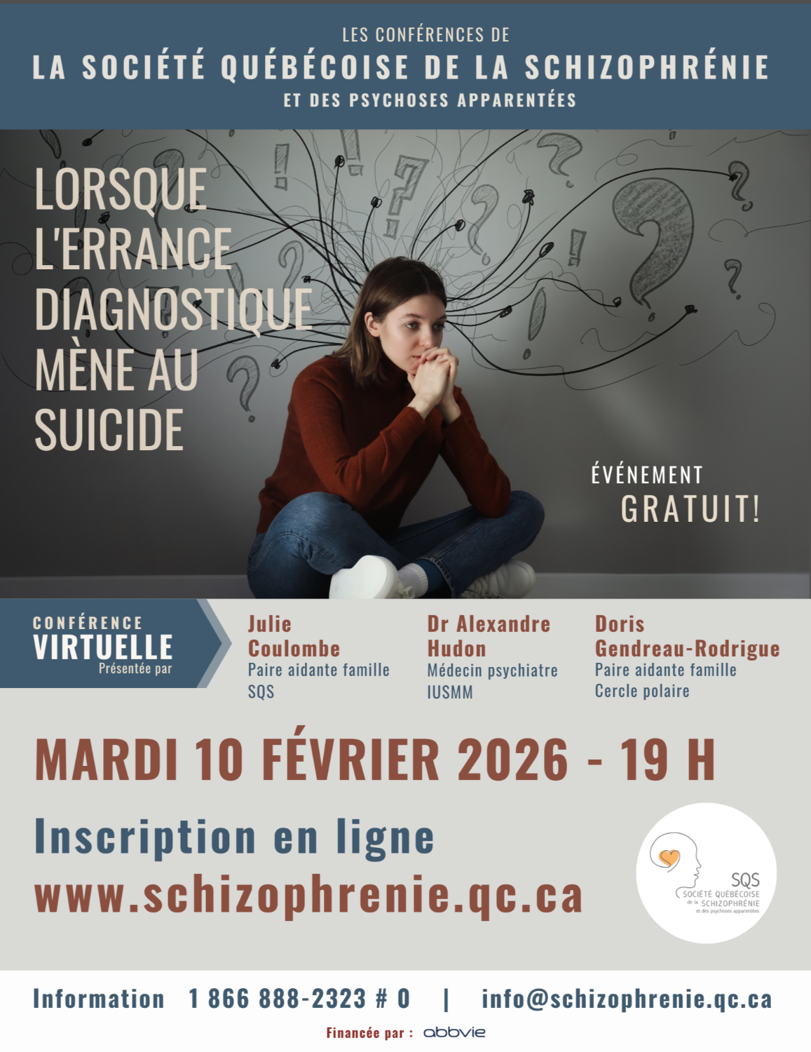 [GRAND PUBLIC] CONFÉRENCE VIRTUELLE SQS - Lorsque l'errance diagnostique mène au suicide