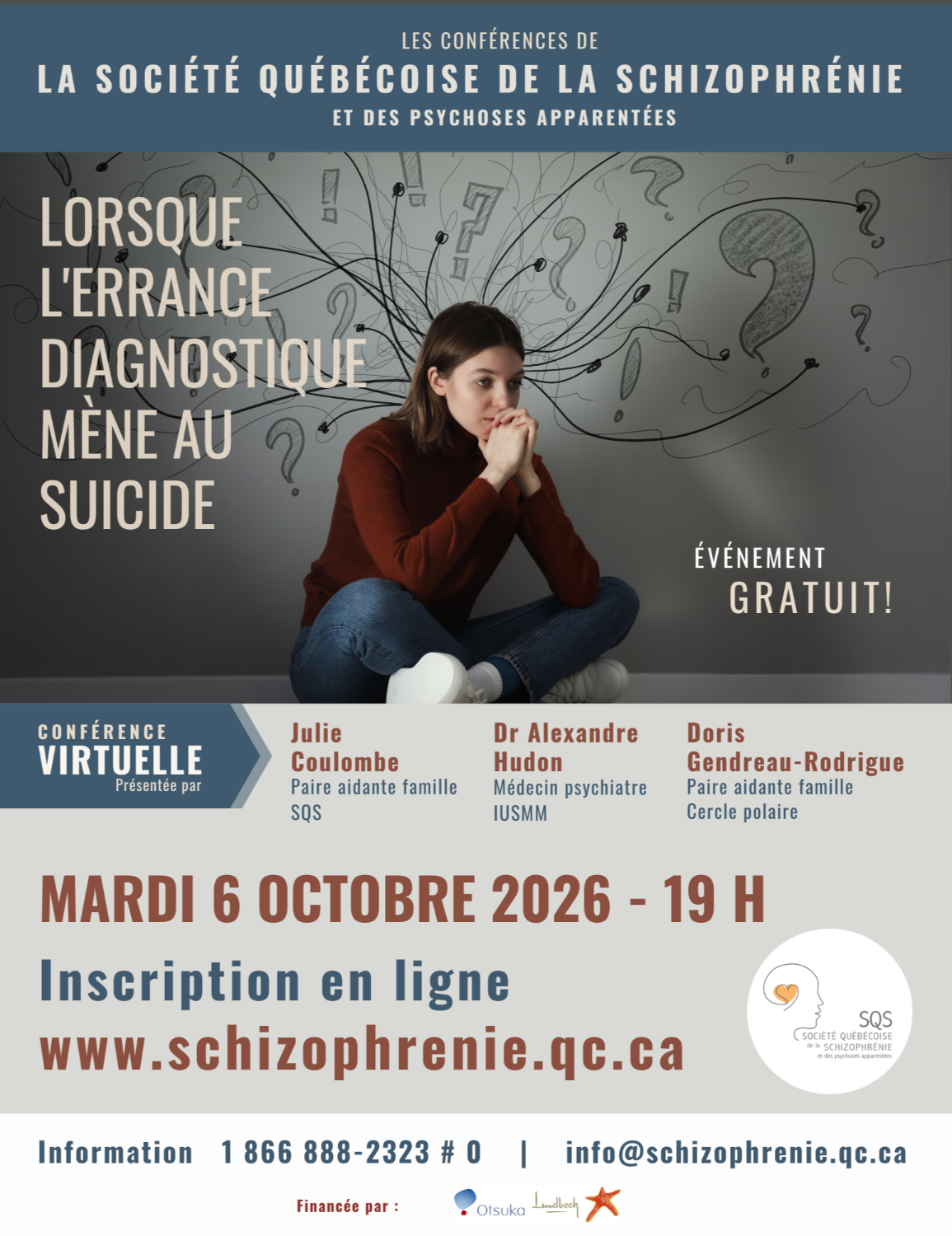 [GRAND PUBLIC] CONFÉRENCE VIRTUELLE SQS - Lorsque l'errance diagnostique mène au suicide