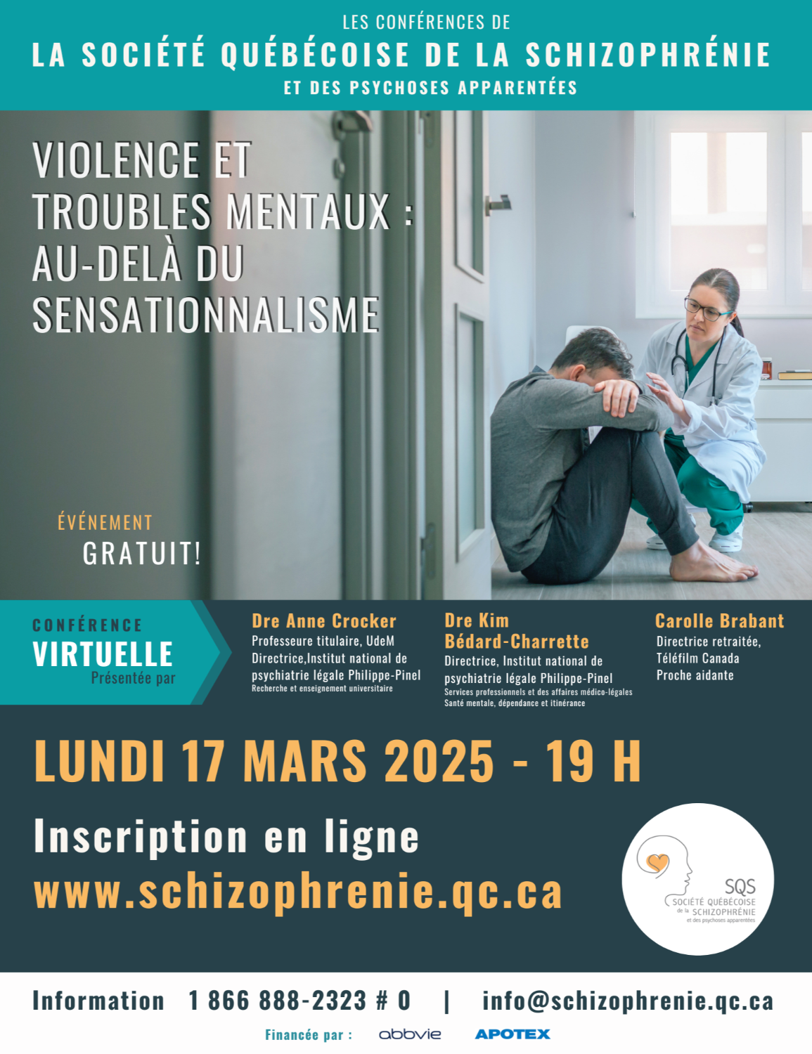 [GRAND PUBLIC] CONFÉRENCE VIRTUELLE SQS - Conférence -  Violence et troubles mentaux: au-delà du sensationnalisme