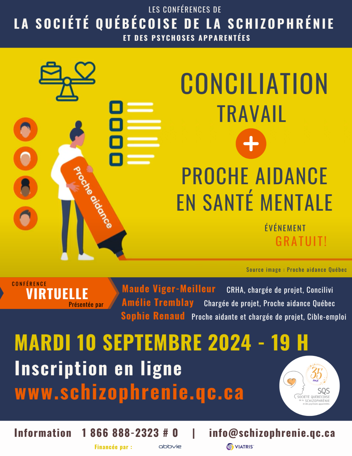 [GRAND PUBLIC] CONFÉRENCE VIRTUELLE SQS - Conciliation travail + proche aidance en santé mentale