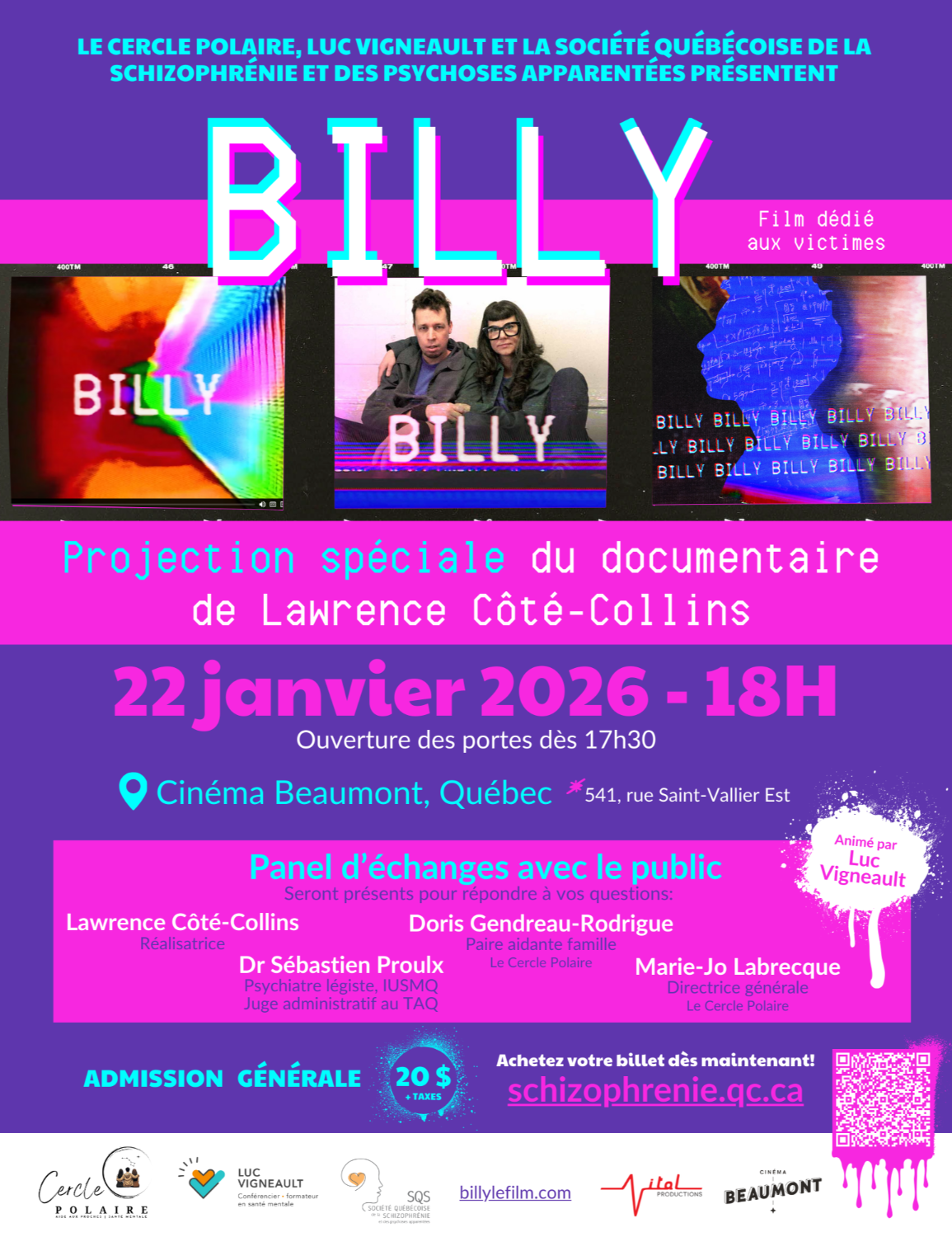 [SENSIBILISATION] Billy à Québec - Projection spéciale du 22 janvier 2026