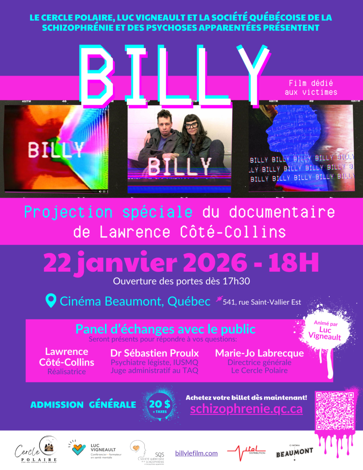 [SENSIBILISATION] Billy à Québec - Projection spéciale du 22 janvier 2026
