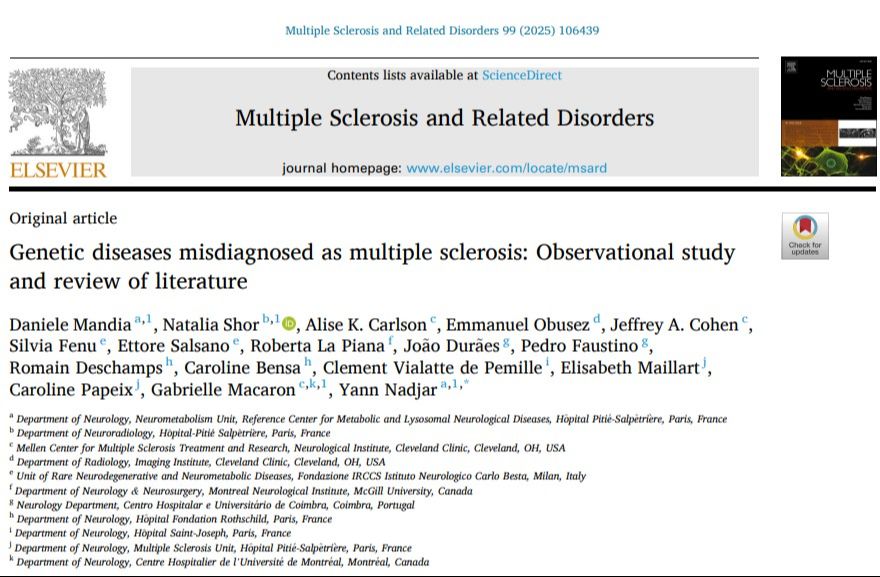 Genetic diseases misdiagnosed as multiple sclerosis - a new collaborative study