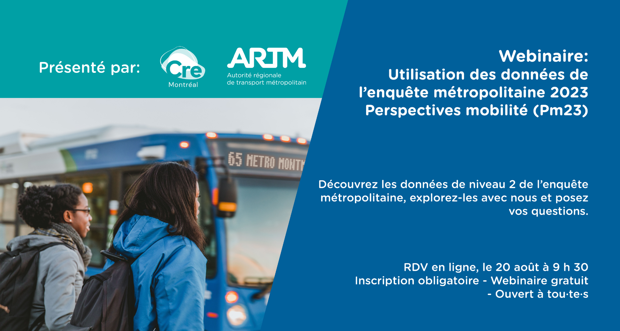 Webinaire | Utilisation des données de l’enquête métropolitaine 2023 Perspectives mobilité