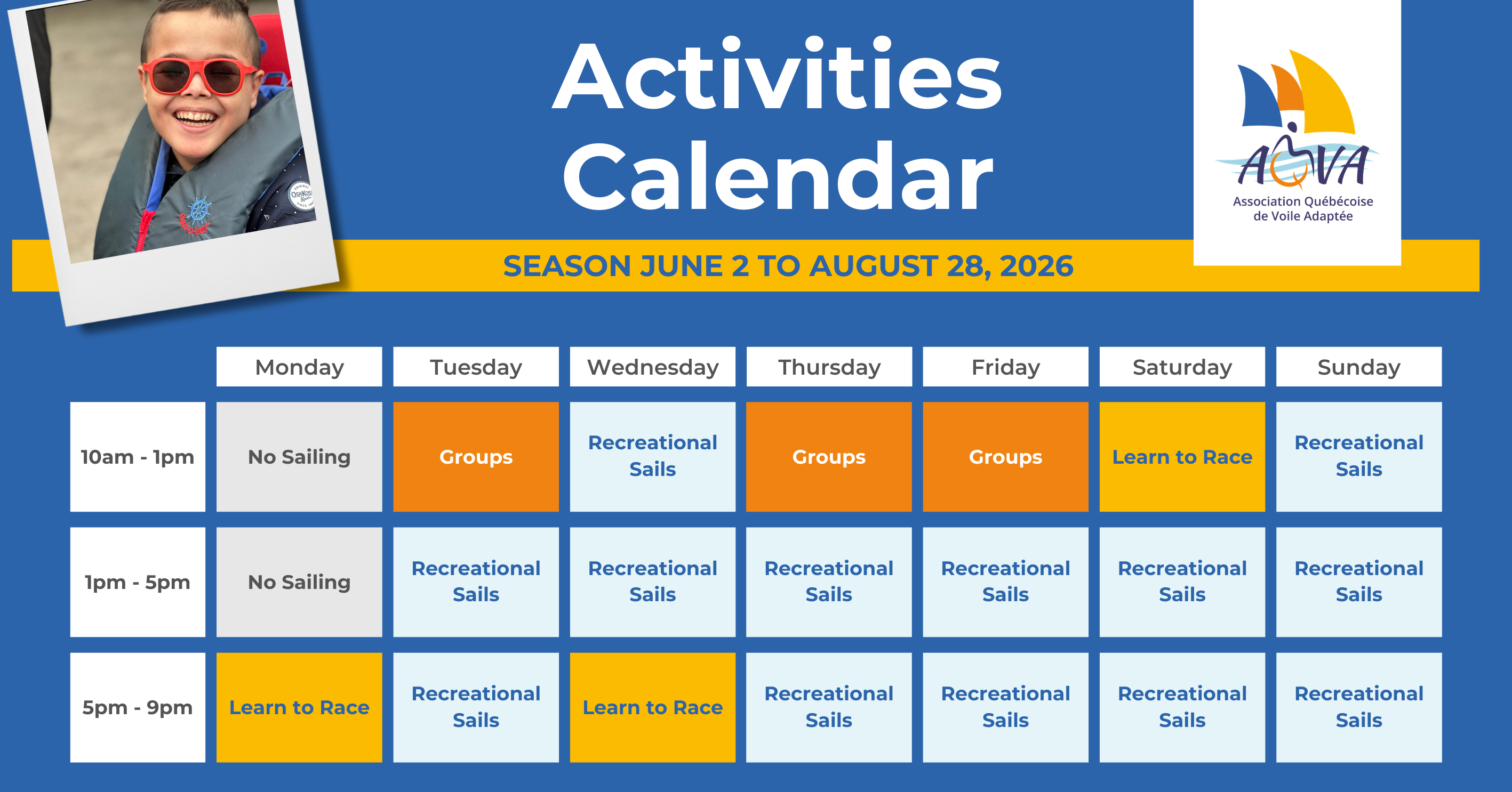 2026 AQVA Activities Calendar