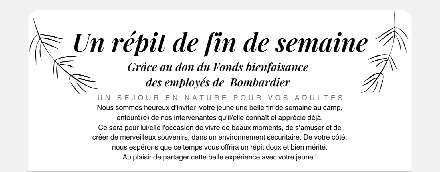 Fin de semaine de répit