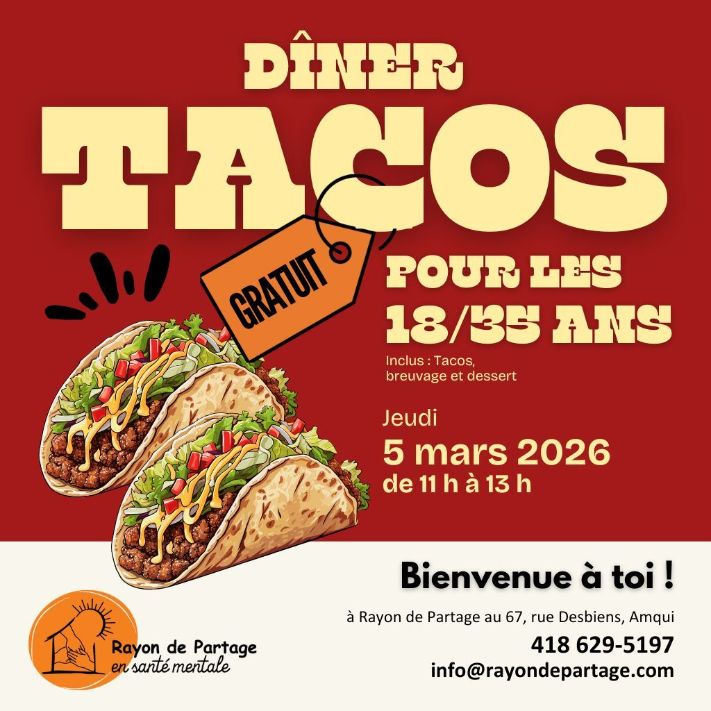 Dîner tacos pour les 18 à 35 ans