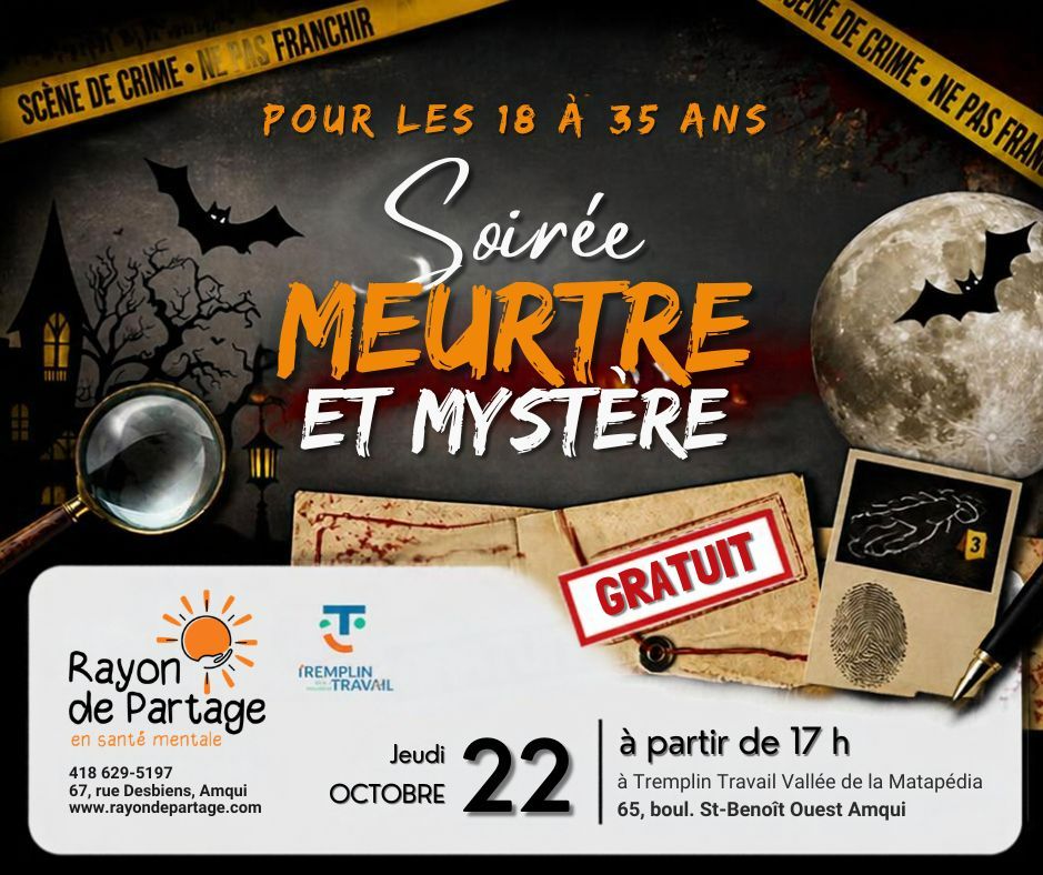 Souper meurtre et mystère pour les 18-35 ans