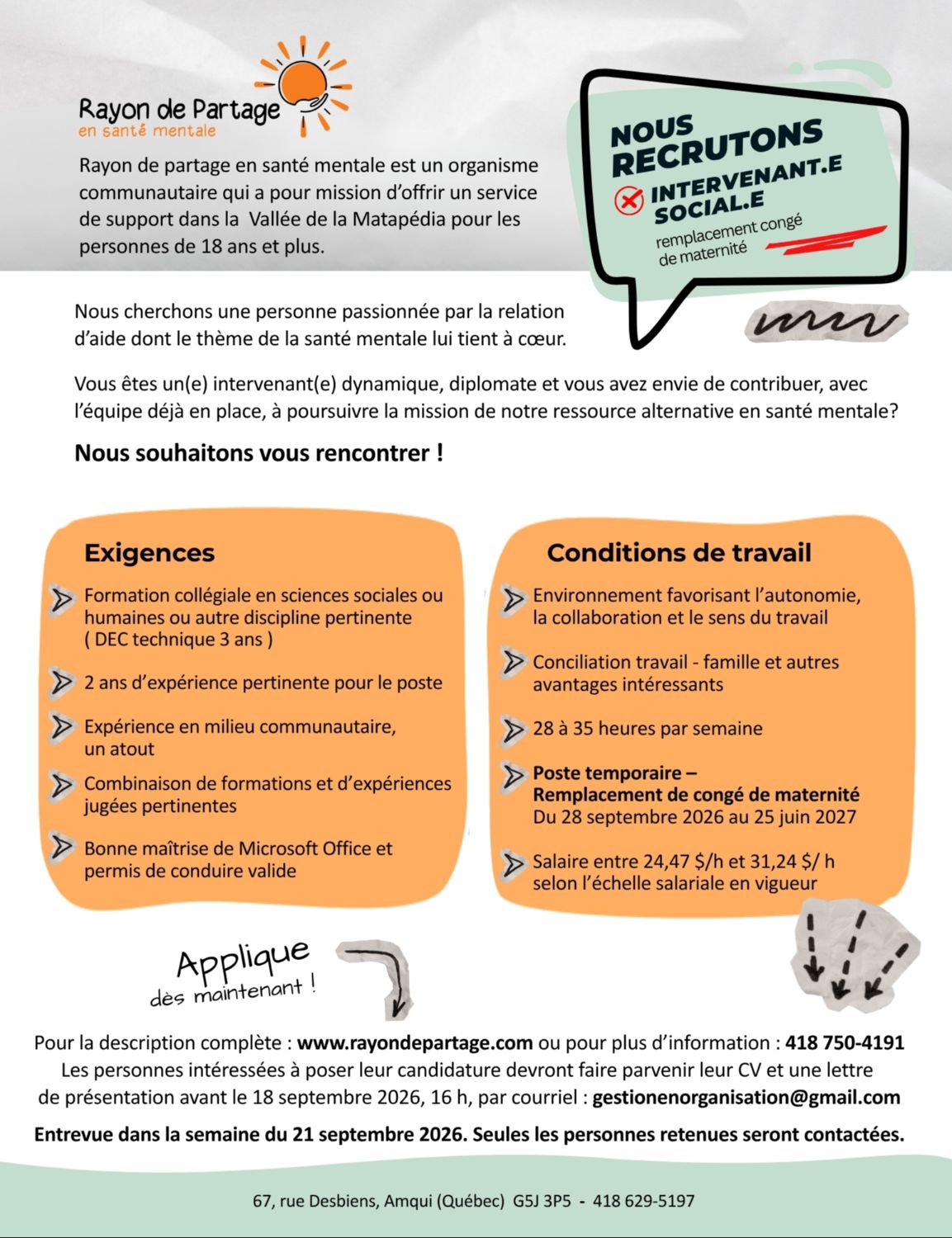 Offre d'emploi