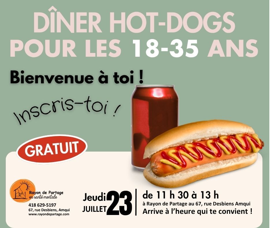 Dîner Hot-dog 18-35 Ans