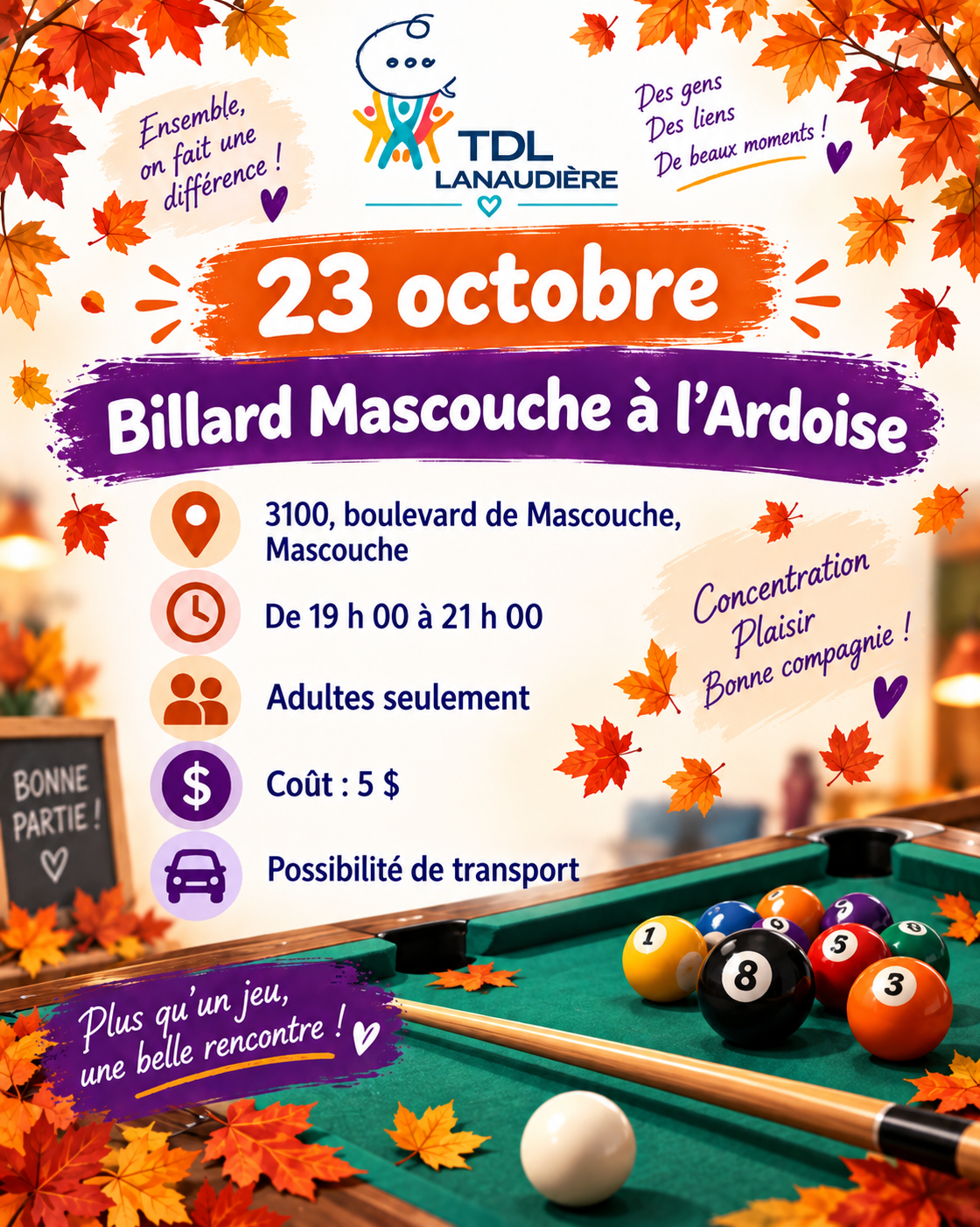 Billard L'Ardoise à mascouche