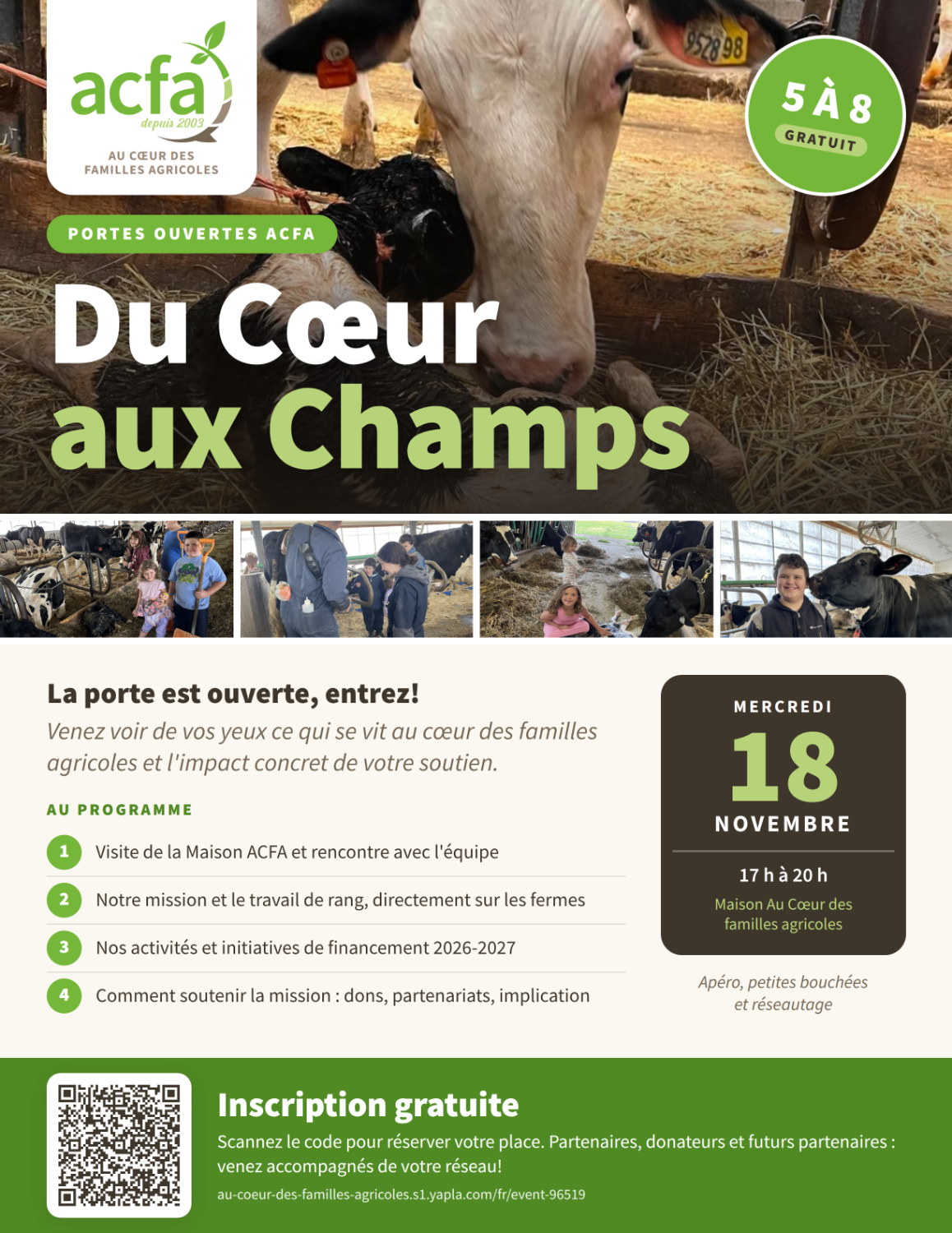 Soirée portes ouvertes ACFA : Du Coeur aux Champs