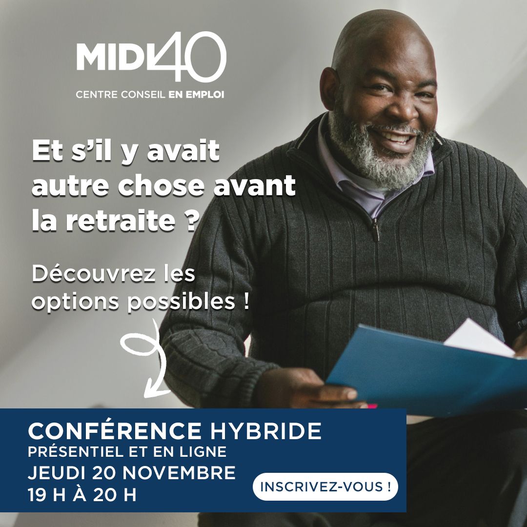 Conférence GRATUITE sur la prolongation de carrière (présentiel et en ligne)