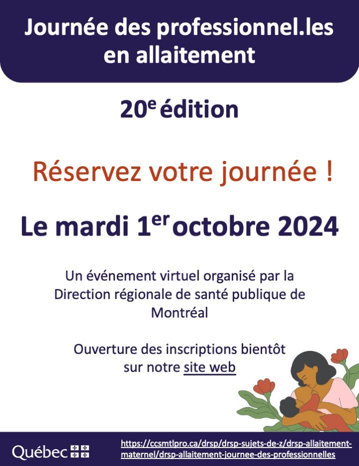 20th edition of the Journée des professionnel.les en allaitement - October 1st, 2024