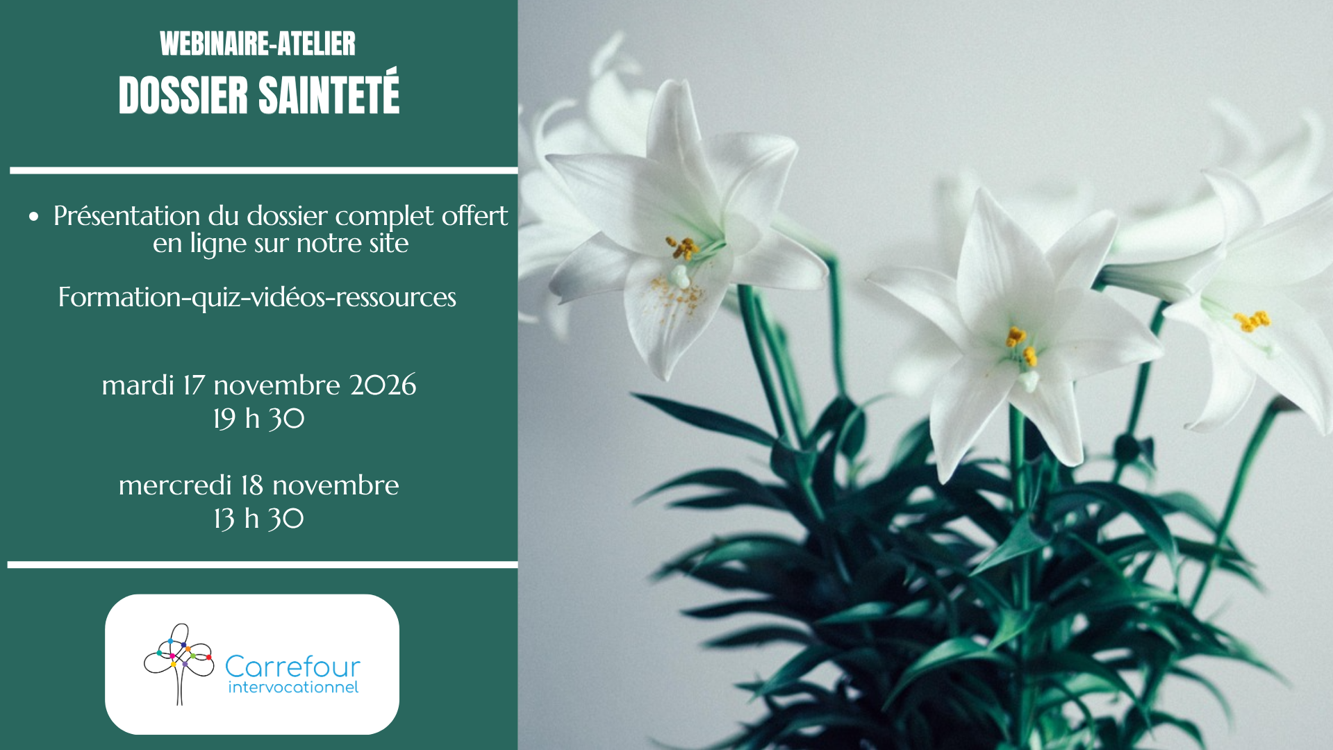 Webinaire - Dossier Sainteté du 17 novembre 2026